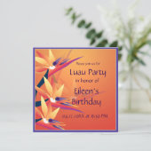 ルアウ(ハワイ式宴会)誕生日バードオブパラダイストロピカルパーティー 招待状 (スタンド正面)