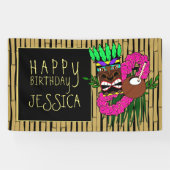 ルアウ(ハワイ式宴会)誕生日パーティバナー名前をカスタムする 横断幕 (横)