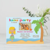 ルアウ（ハワイ式宴会）誕生日パーティーの招待 招待状 (スタンド正面)