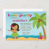 ルアウ(ハワイ式宴会)誕生日パーティーの招待 招待状 (正面/裏面)
