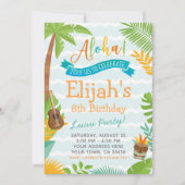 ルアウ（ハワイ式宴会）誕生日パーティーへの招待 招待状 (正面)