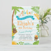 ルアウ（ハワイ式宴会）誕生日パーティーへの招待 招待状 (スタンド正面)