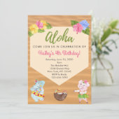 ルアウ(ハワイ式宴会)誕生日パーティーへの招待 招待状 (スタンド正面)