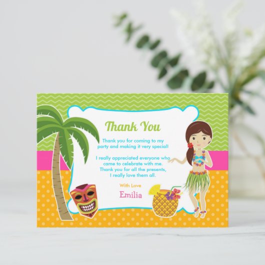 ルアウ（ハワイ式宴会）誕生日パーティーサンキューカード 招待状 (スタンド正面)