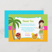 ルアウ（ハワイ式宴会）誕生日パーティーサンキューカード 招待状 (正面/裏面)