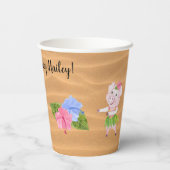ルアウ（ハワイ式宴会）誕生日パーティーパーソナライズされたカップ 紙コップ (裏面)