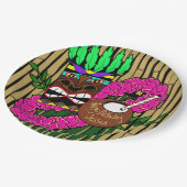 ルアウ（ハワイ式宴会）誕生日パーティープレート名前をカスタムする ペーパープレート (アングル)