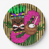 ルアウ（ハワイ式宴会）誕生日パーティープレート名前をカスタムする ペーパープレート (正面)