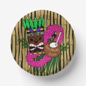 ルアウ（ハワイ式宴会）誕生日パーティープレート名前をカスタムする ペーパーボウル (正面)