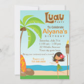 ルアウ（ハワイ式宴会）誕生日パーティー招待カード 招待状 (正面)