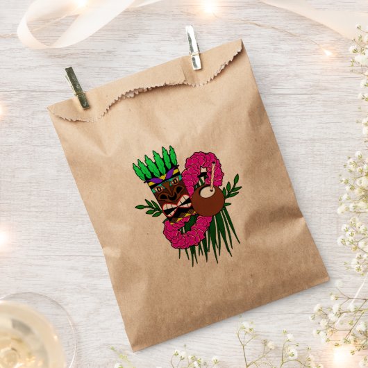 ルアウ(ハワイ式宴会)誕生日パーティー フェイバーバッグ (クリップ留めされた状態)