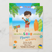 ルアウ(ハワイ式宴会)誕生日ルアウ(ハワイ式宴会)招待ボーイアロハ 招待状 (正面/裏面)