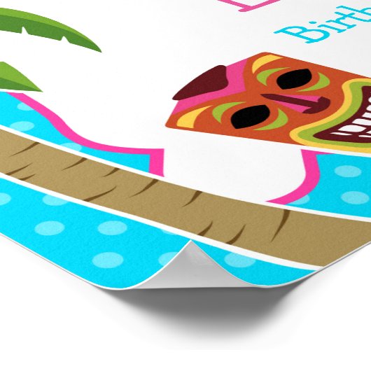 ルアウ（ハワイ式宴会）誕生日会ウェルカムサイン ポスター (角)