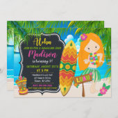 ルアウ（ハワイ式宴会）誕生日招待状アロハ招待状 招待状 (正面/裏面)