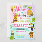 ルアウ(ハワイ式宴会)誕生日招待状ハワイアンルアウ(ハワイ式宴会)パーティー 招待状 (正面)