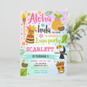 ルアウ(ハワイ式宴会)誕生日招待状ハワイアンルアウ(ハワイ式宴会)パーティー 招待状 (スタンド正面)