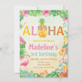 ルアウ（ハワイ式宴会）誕生日招待状ハワイアン熱帯パーティー 招待状 (正面)