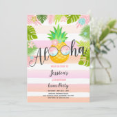 ルアウ(ハワイ式宴会)誕生日招待状パイナップルハワイアンルアウ(ハワイ式宴会) 招待状 (スタンド正面)