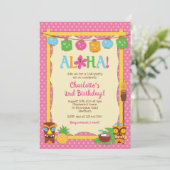 ルアウ（ハワイ式宴会）誕生日招待状，プール誕生日パーティー 招待状 (スタンド正面)