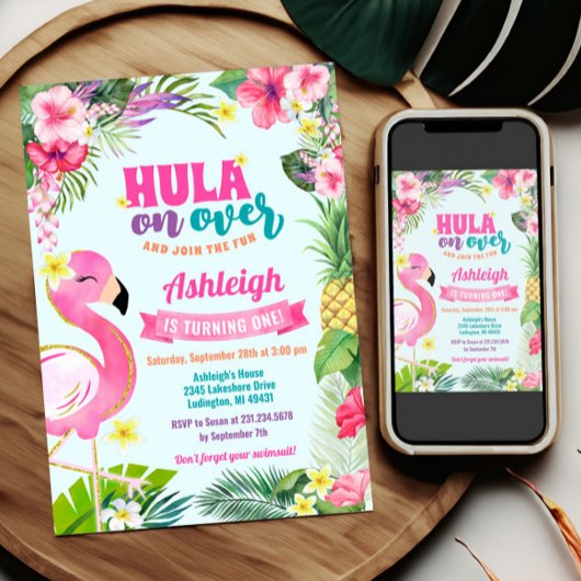 ルアウ（ハワイ式宴会）誕生日熱帯夏招待状 招待状