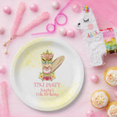 ルアウ(ハワイ式宴会)誕生日紙プレートティキゴッド&フラワーズ ペーパープレート (パーティー)