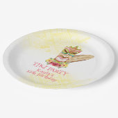 ルアウ(ハワイ式宴会)誕生日紙プレートティキゴッド&フラワーズ ペーパープレート (アングル)