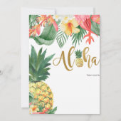 ルアウ（ハワイ式宴会）誕生日、トロピカルバースデーパーティー、アロハ 招待状 (裏面)