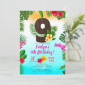 ルアウ(ハワイ式宴会)誕生日、招待状ルアウ(ハワイ式宴会)パーティー第9誕生日 招待状 (スタンド正面)