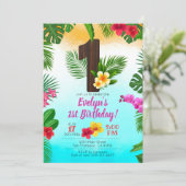 ルアウ（ハワイ式宴会）誕生日、招待状ルアウ（ハワイ式宴会）パーティー1日目の誕生日 招待状 (スタンド正面)