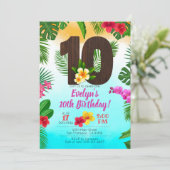 ルアウ（ハワイ式宴会）誕生日、招待状ルアウ（ハワイ式宴会）パーティー10誕生日 招待状 (スタンド正面)