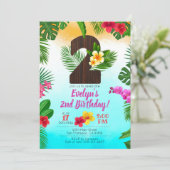 ルアウ（ハワイ式宴会）誕生日、招待状ルアウ（ハワイ式宴会）パーティー2日目の誕生日 招待状 (スタンド正面)