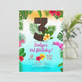ルアウ(ハワイ式宴会)誕生日、招待状ルアウ(ハワイ式宴会)パーティー3番目の誕生日 招待状 (スタンド正面)
