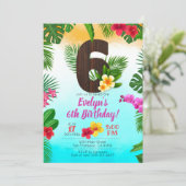 ルアウ（ハワイ式宴会）誕生日、招待状ルアウ（ハワイ式宴会）パーティー6誕生日 招待状 (スタンド正面)