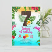 ルアウ(ハワイ式宴会)誕生日、招待状ルアウ(ハワイ式宴会)パーティー7誕生日 招待状 (スタンド正面)