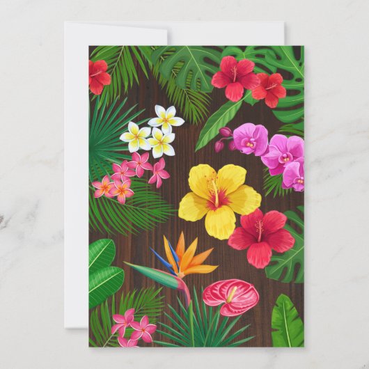 ルアウ(ハワイ式宴会)誕生日、招待状ルアウ(ハワイ式宴会)パーティー7誕生日 招待状 (裏面)