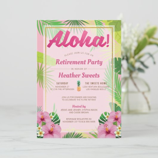 ルアウ（ハワイ式宴会）退職パーティの招待状 招待状 (スタンド正面)