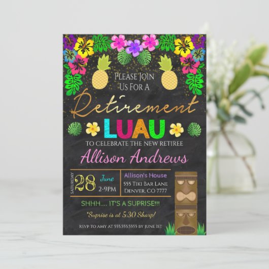 ルアウ(ハワイ式宴会)退職招待状 招待状 (スタンド正面)