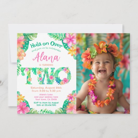 ルアウ(ハワイ式宴会)2歳 招待状 (正面)
