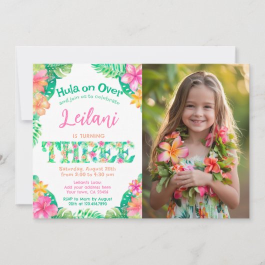 ルアウ（ハワイ式宴会）3歳 招待状 (正面)