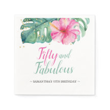 ルアウ（ハワイ式宴会）50誕生日カスタムカクテルナプキンス