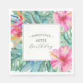 ルアウ(ハワイ式宴会)60番目の誕生日テーマ スタンダードランチョンナプキン (正面)