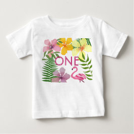 ルアウ フラミンゴ 1歳の誕生日おめでとう ベビーTシャツ