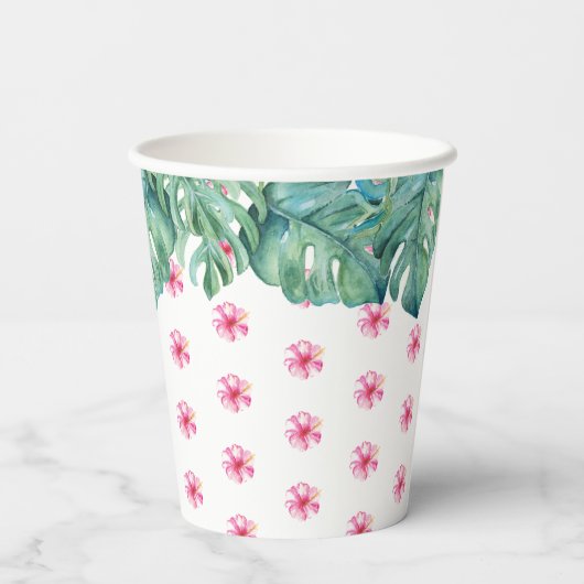 ルアウ ブライダル シャワー トロピカル ヒビスカス フラワー 紙コップ (裏面)