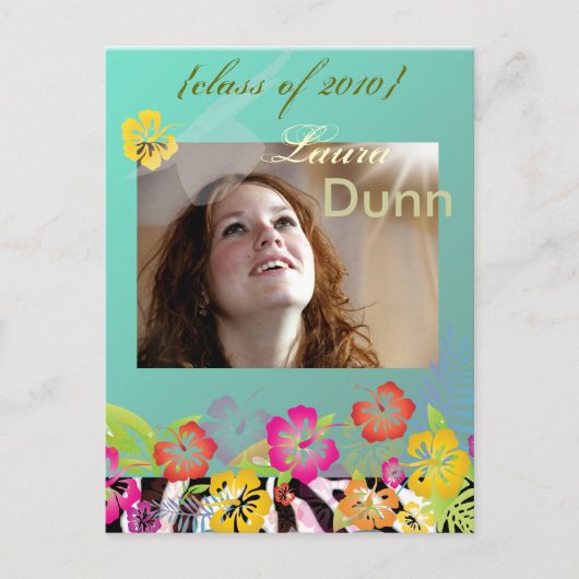 ルアウ 卒業式、写真ポストカード/手作り カラー インビテーションポストカード (正面)
