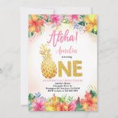 ルアウ 誕生日 招待 女の子 初誕生日 招待 招待状 (正面)