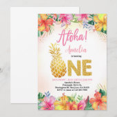 ルアウ 誕生日 招待 女の子 初誕生日 招待 招待状 (正面/裏面)