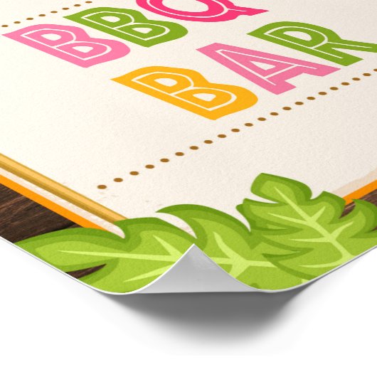 ルアウ BBQ バー看板 ポスター (角)