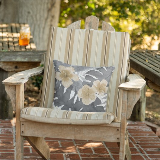 ルアナウォーターカラートロピカルグレーフローラリバーシブル アウトドアクッション (椅子)