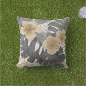 ルアナウォーターカラートロピカルグレーフローラリバーシブル アウトドアクッション (芝生)