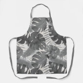 ルアナウォーターカラートロピカルグレー葉エプロンエプロン エプロン (正面)